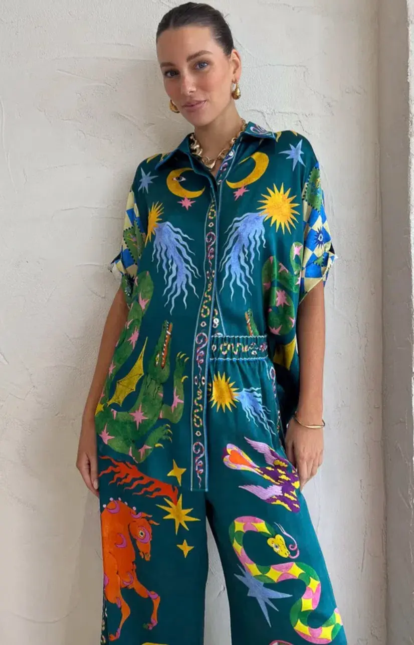 Alemais Guardian Silk Shirt and Pants Set Multi Size 12 - Image 2