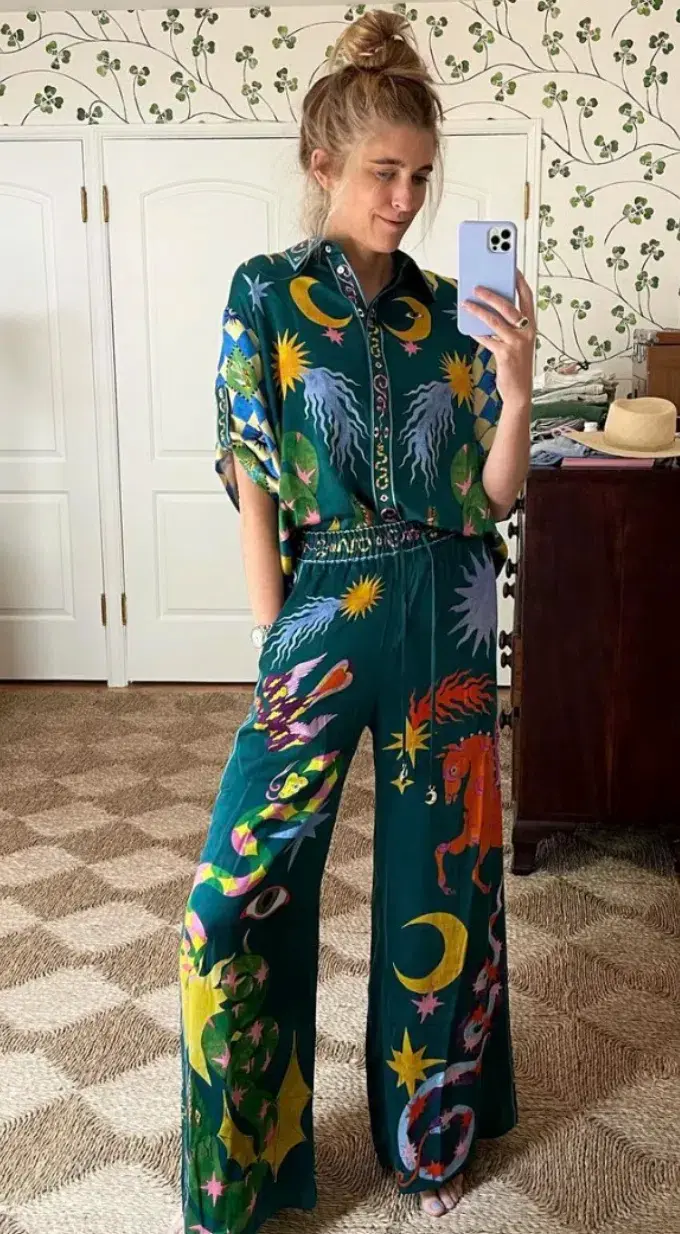 Alemais Guardian Silk Shirt and Pants Set Multi Size 12 - Image 5