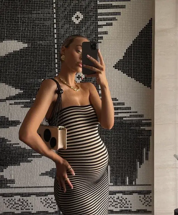 The Wolfgang Sunmor Knit Maxi Dress Black/White Size 10 for rent on The Volte - main image