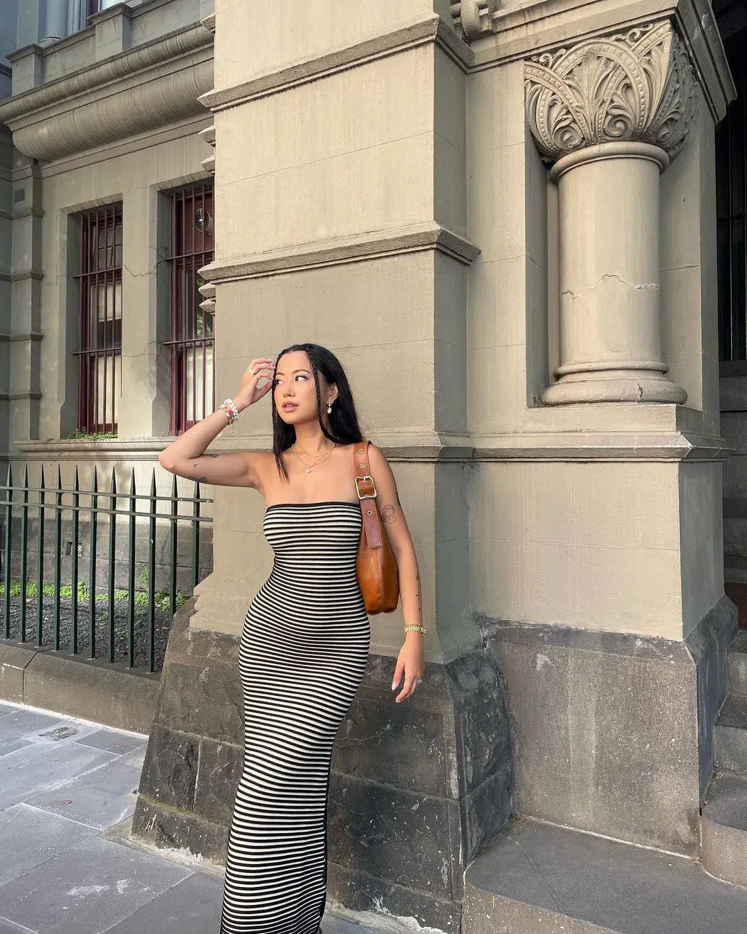 The Wolfgang Sunmor Knit Maxi Dress Black/White Size 10 for rent on The Volte - main image