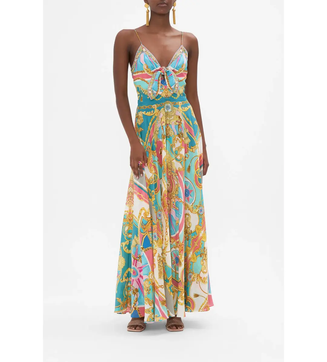 Camilla Sail Away with Me Tie Front Dress Multi Size XS/Au 6 for rent on The Volte - main image