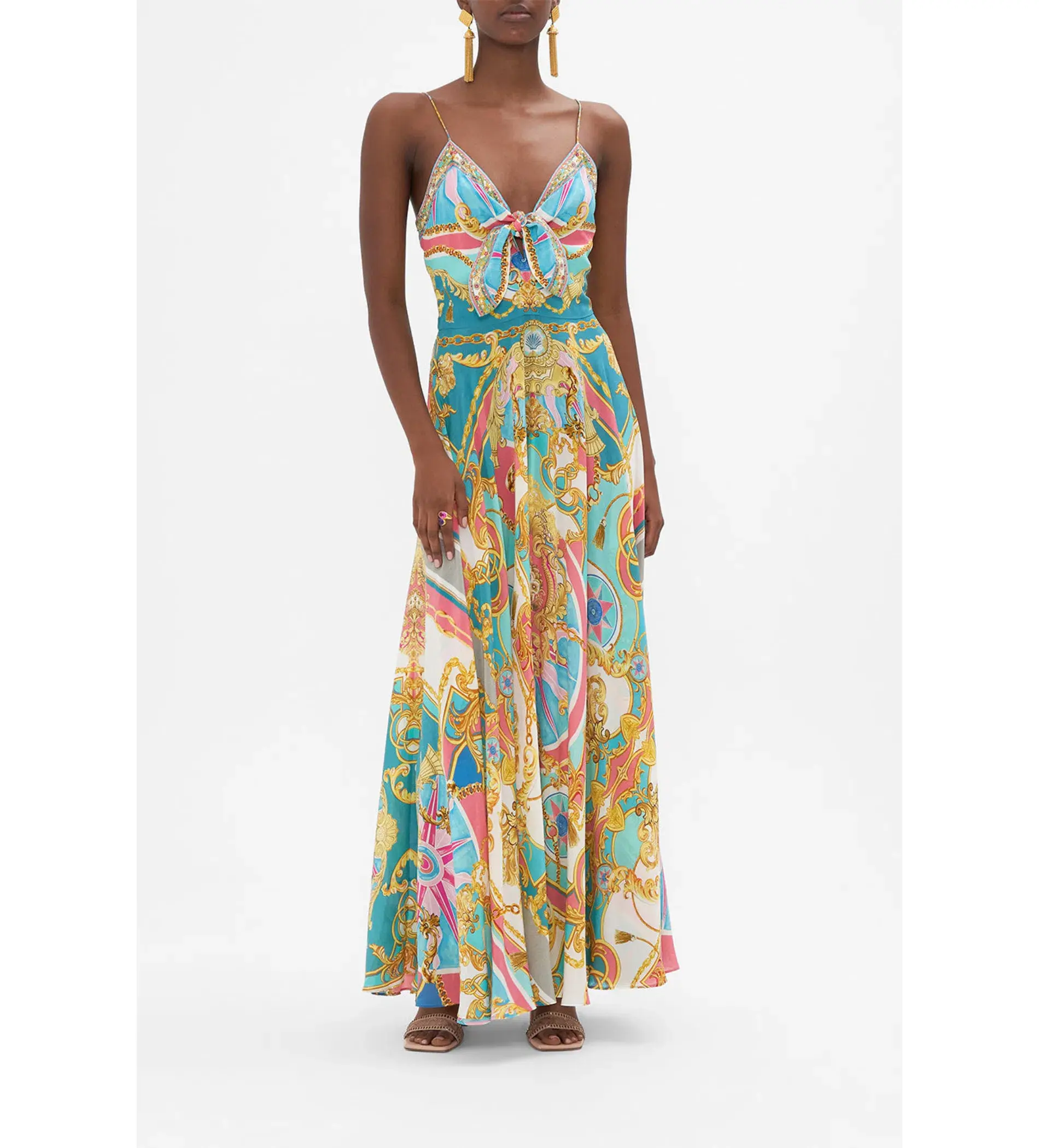Camilla Sail Away with Me Tie Front Dress Multi Size XS/Au 6 - Image 1
