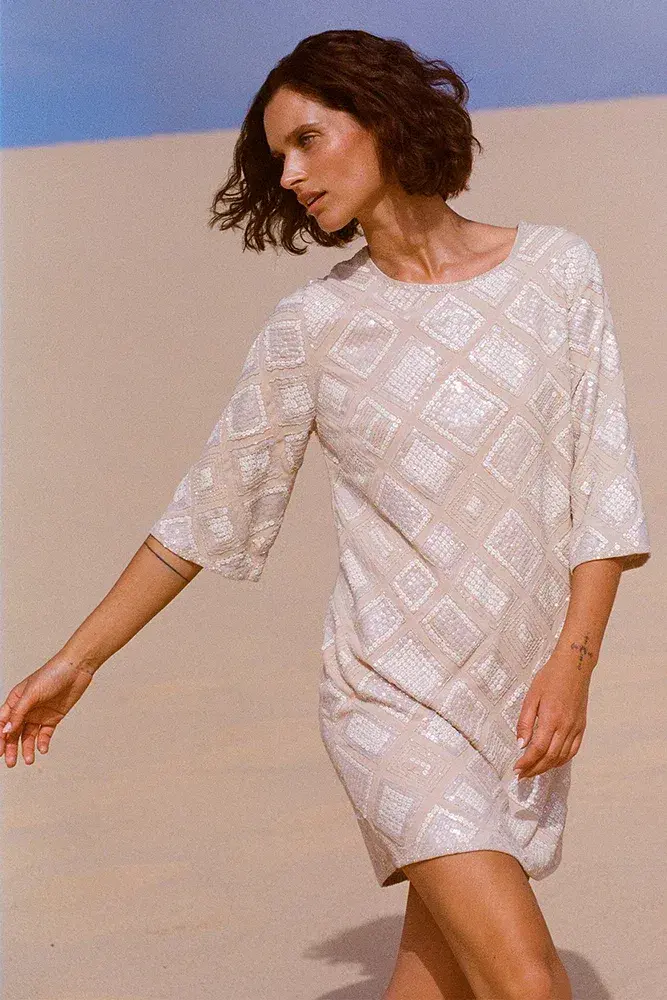 Spell Light of Moon Sequin Tunic Dress Cream Size XS/Au 8 for rent on The Volte - main image