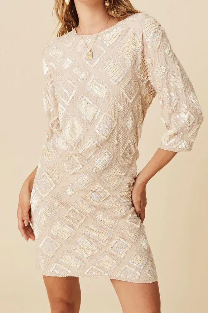 Spell Light of Moon Sequin Tunic Dress Cream Size XS/Au 8 - Image 1