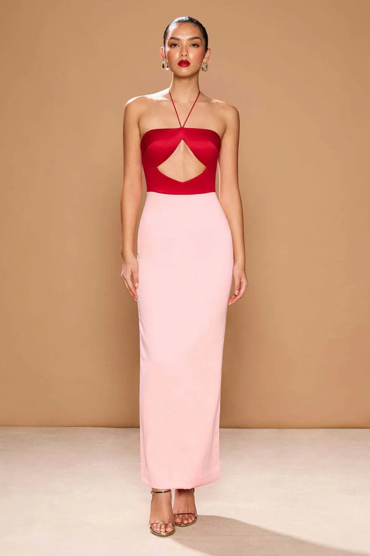 Sonya Moda Siena Spliced Midi Dress Red/Pink Size 10 - Image 3