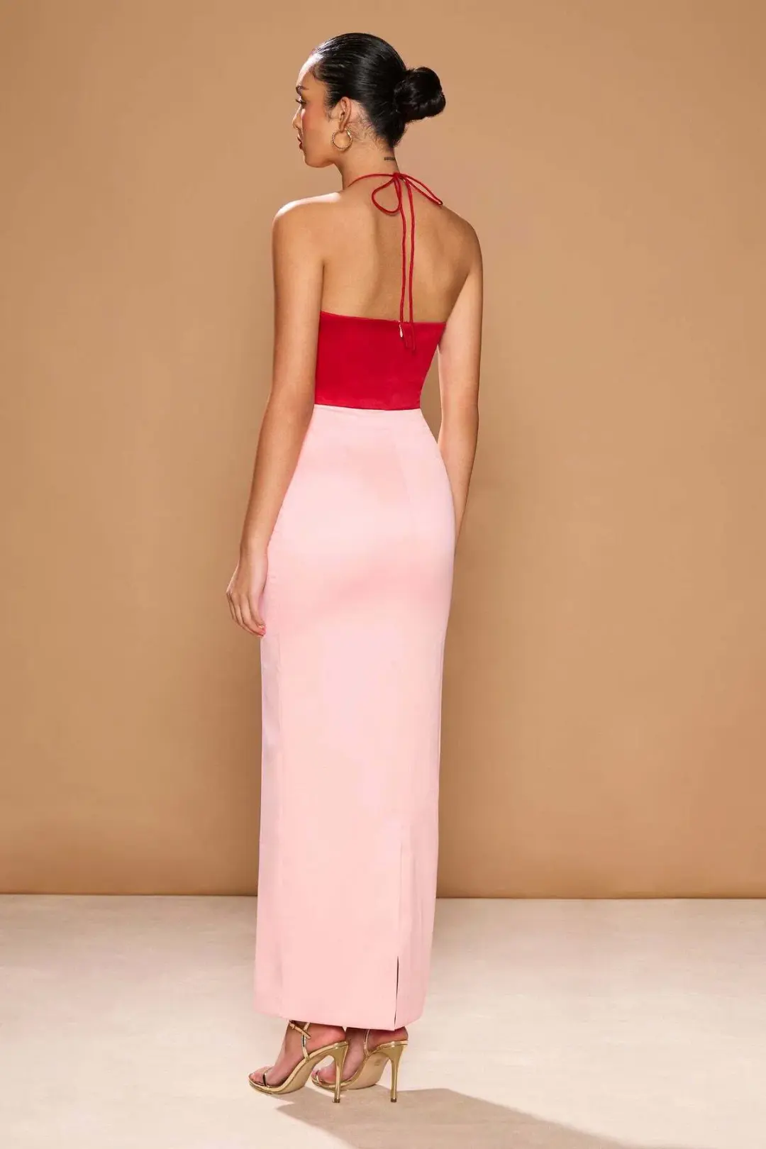 Sonya Moda Siena Spliced Midi Dress Red/Pink Size 10 for rent on The Volte - main image