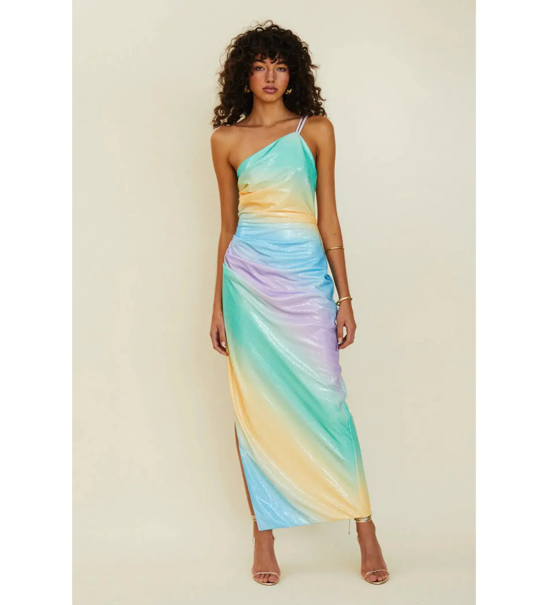 Suboo Ombre One Shoulder Split Maxi Dress Multi Size 8 - Image 1