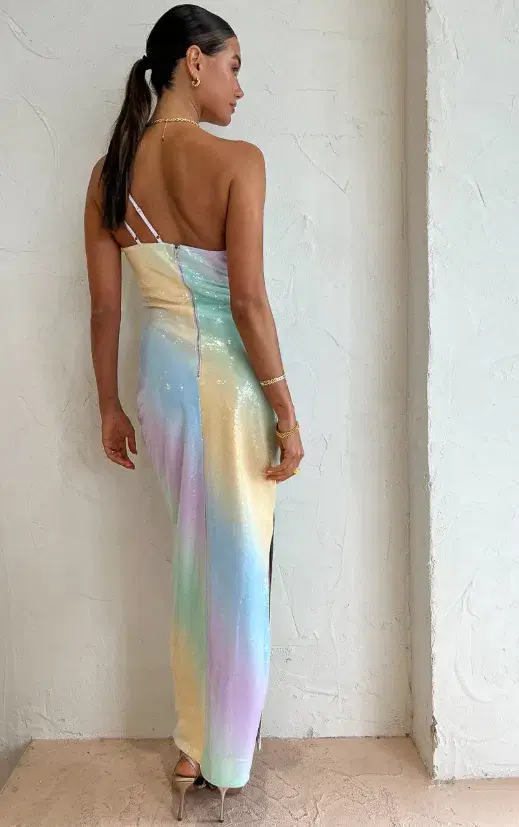 Suboo Ombre One Shoulder Split Maxi Dress Multi Size 8 - Image 4