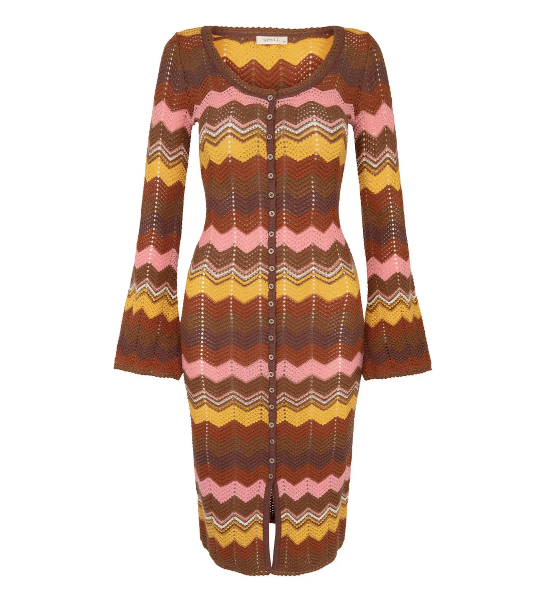 Spell Ziggy Crochet Midi Dress Multi Size XS/Au 8  - Image 4