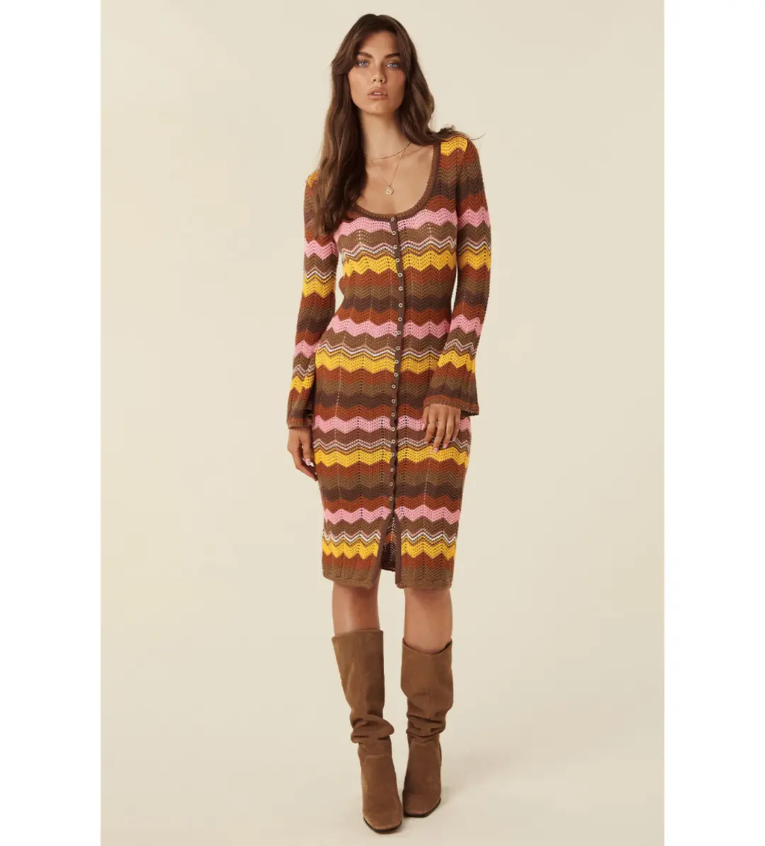 Spell Ziggy Crochet Midi Dress Multi Size XS/Au 8  for rent on The Volte - main image