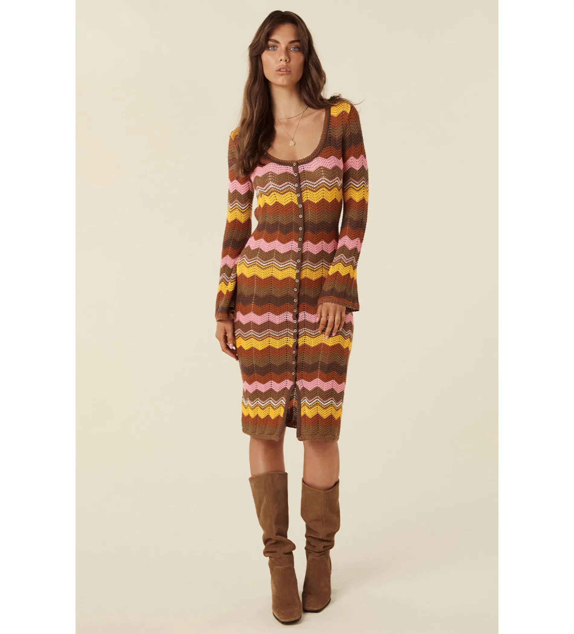 Spell Ziggy Crochet Midi Dress Multi Size XS/Au 8  - Image 1