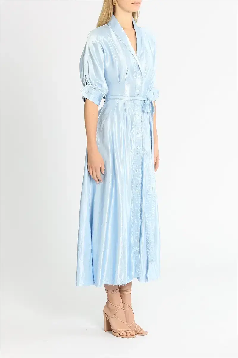 AJE Cosmos Hudson Midi Dress - SHINY SKY BLUE SIZE 14 - Image 4