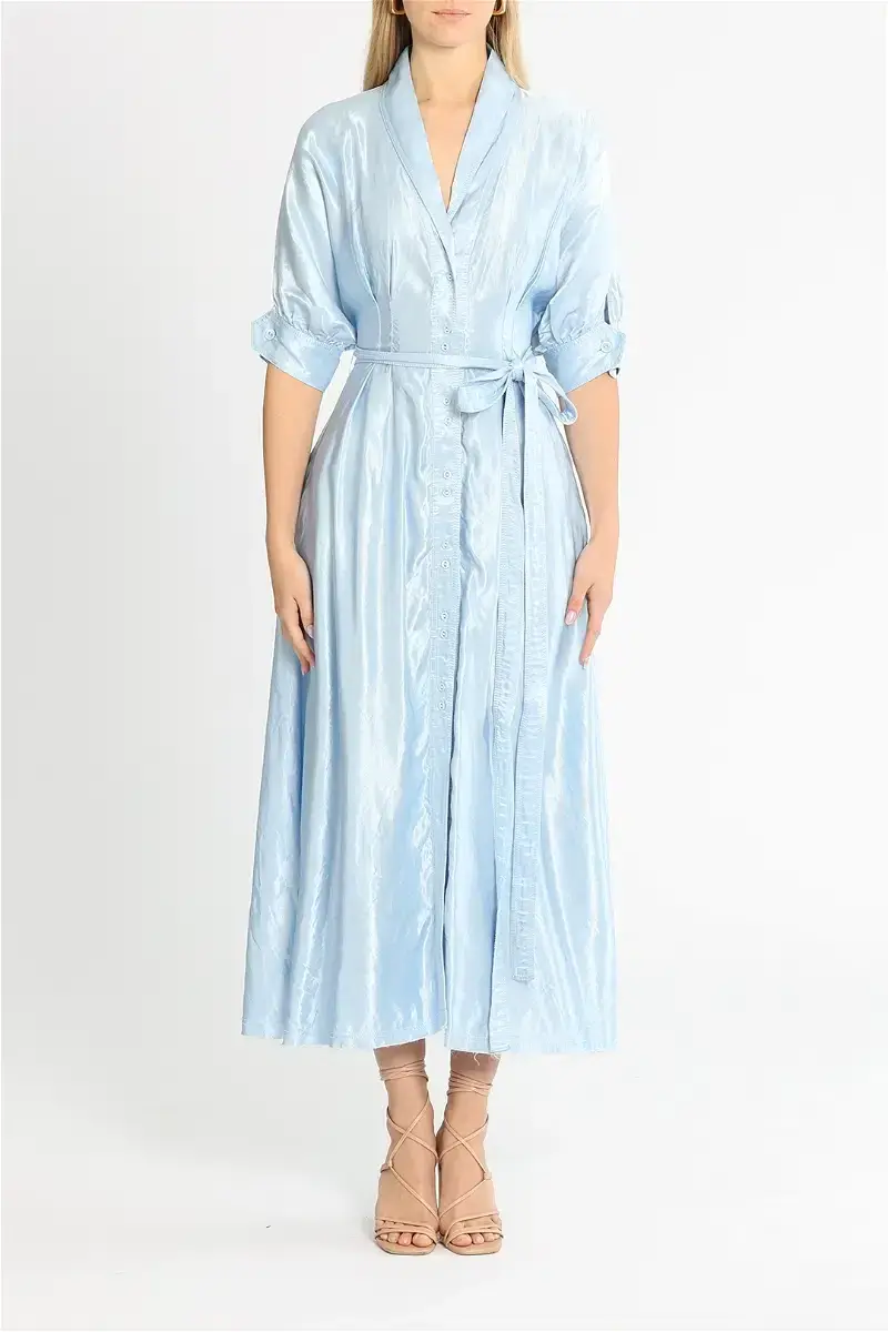 AJE Cosmos Hudson Midi Dress - SHINY SKY BLUE SIZE 14 - Image 3