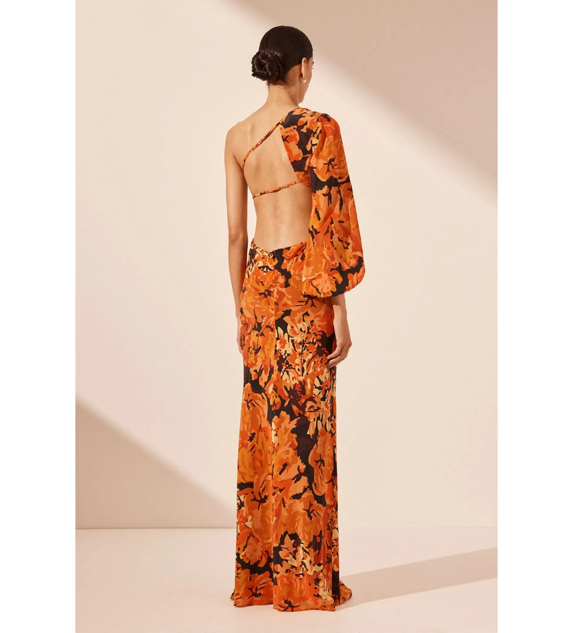 Shona Joy Santos Silk One Shoulder Open Back Maxi Dress Santos Size 10 - Image 2