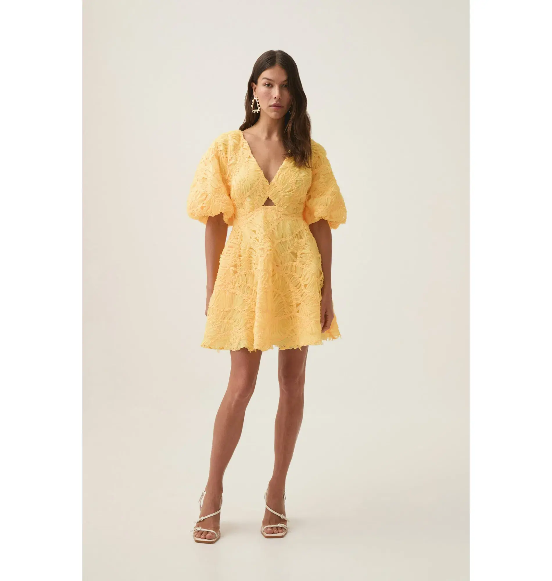 Aje Florential Mini Swing Dress Soft Yellow Size AU 8 - Image 1