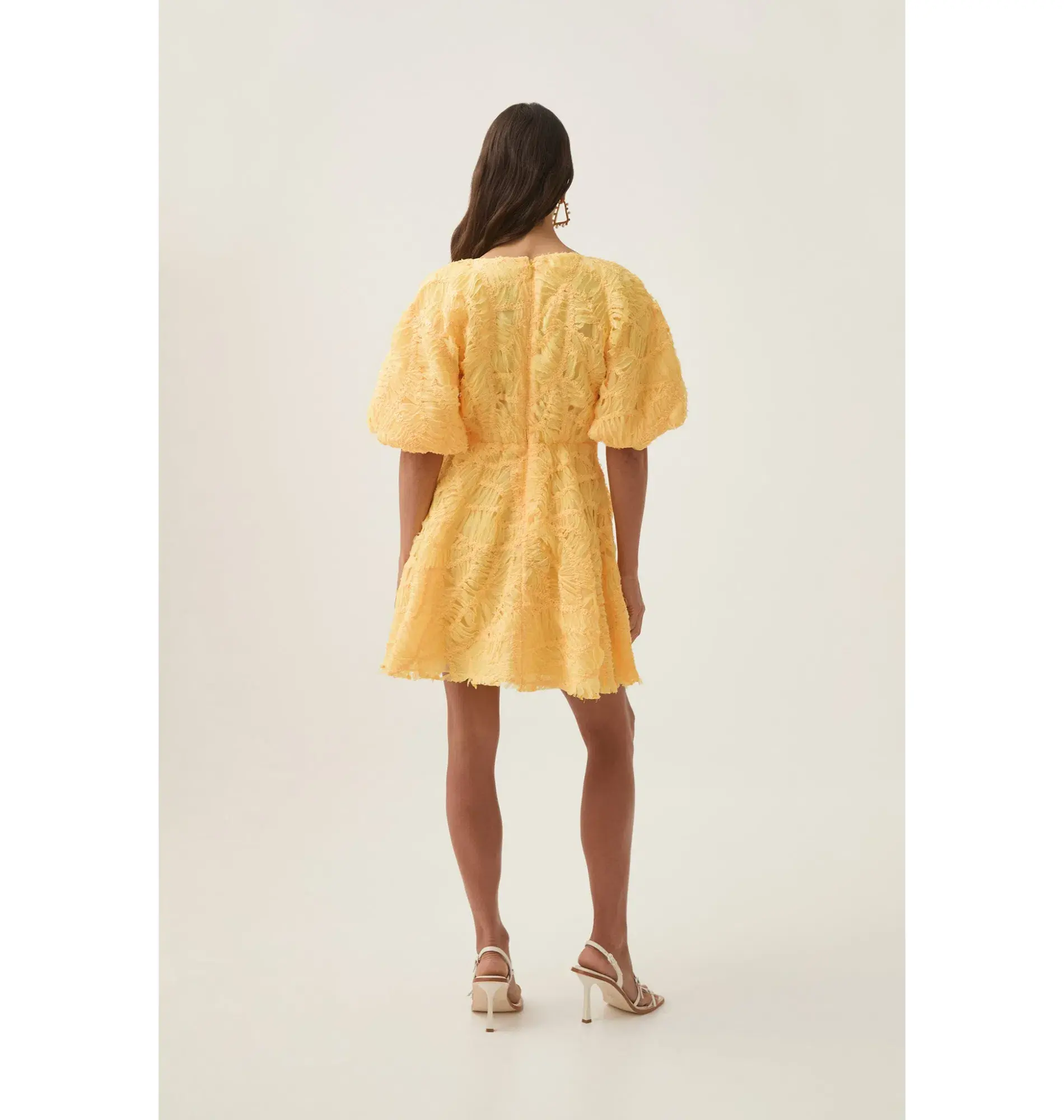 Aje Florential Mini Swing Dress Soft Yellow Size AU 8 - Image 3