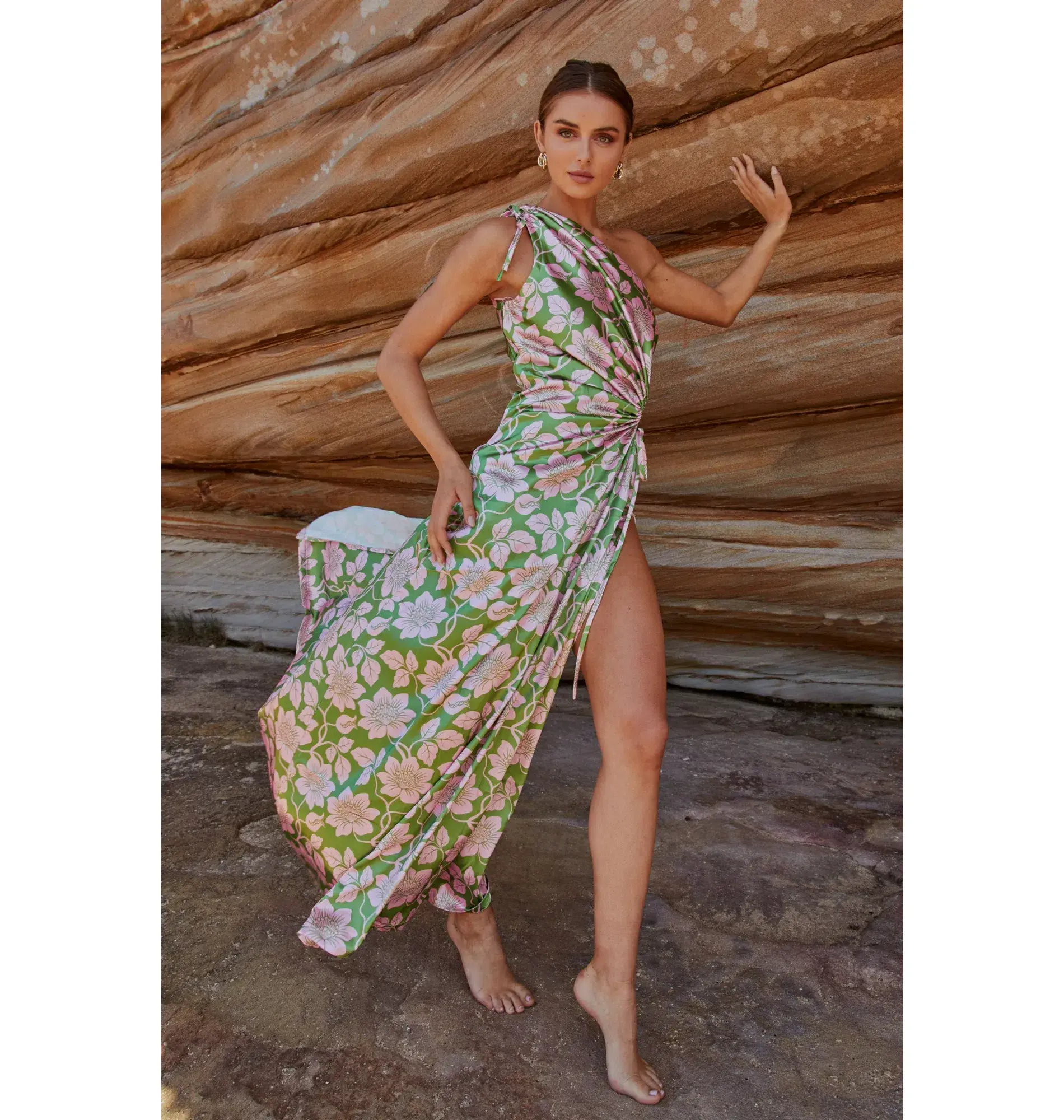 Sonya Moda Nour Forever Maxi Dress Floral Green Size AU 10 - Image 1