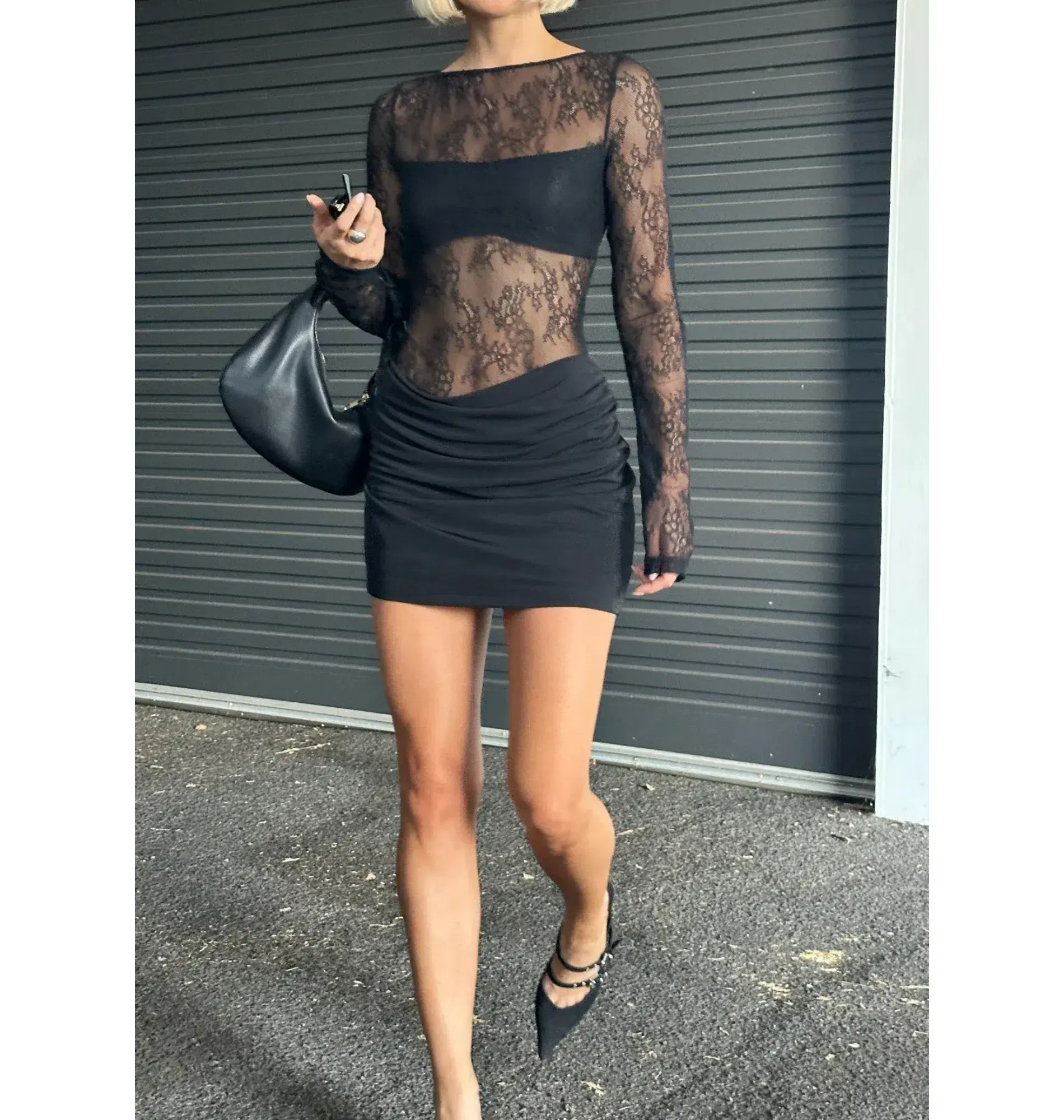 Benni Yana Lace Mini Dress Black Size AU 6 - Image 4