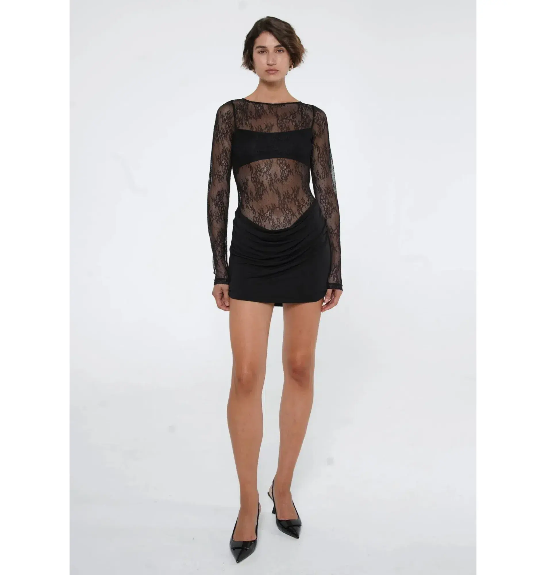Benni Yana Lace Mini Dress Black Size AU 6 - Image 1