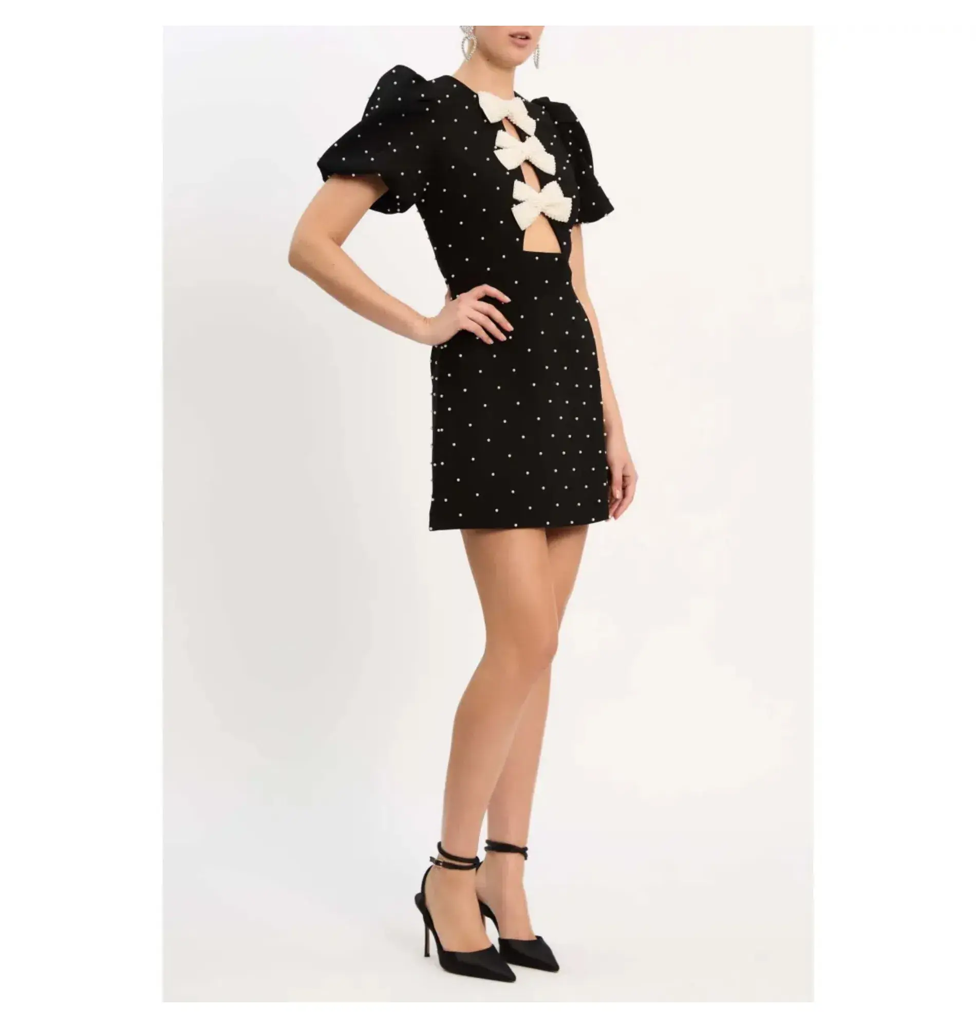 Rebecca Vallance Veronica Mini Dress Black & Pearl Size AU 10 - Image 2