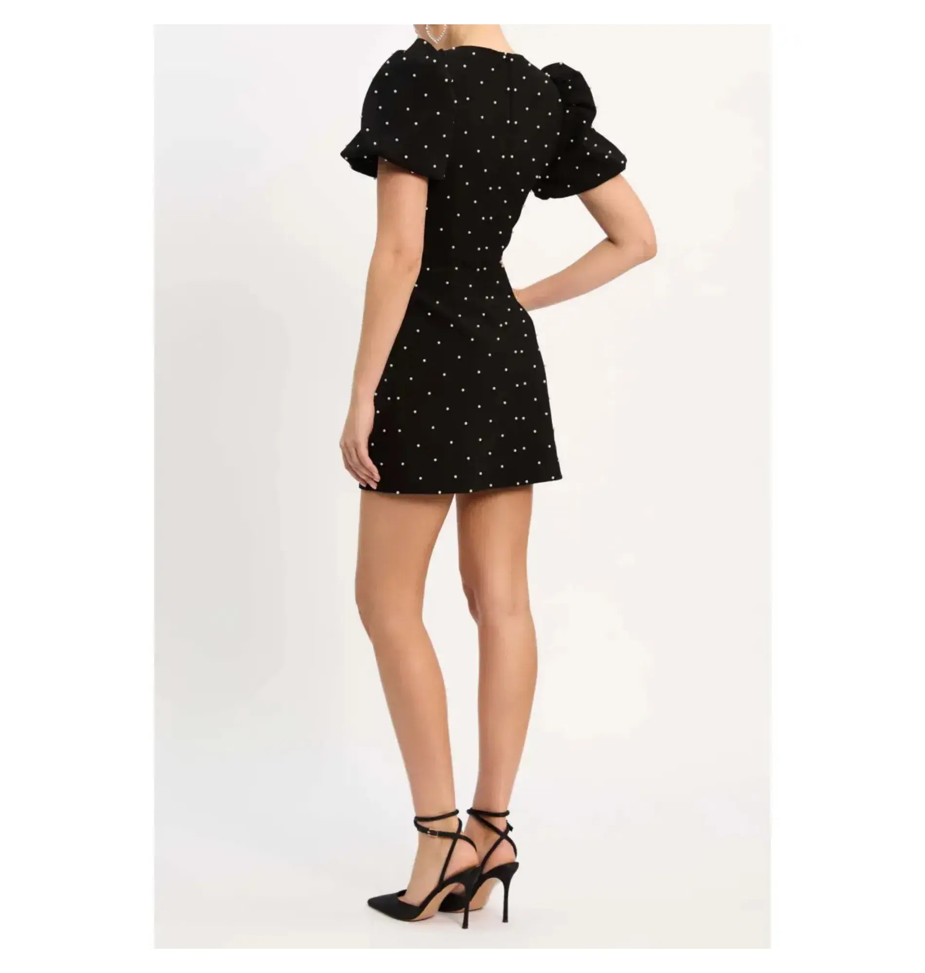 Rebecca Vallance Veronica Mini Dress Black & Pearl Size AU 10 - Image 3