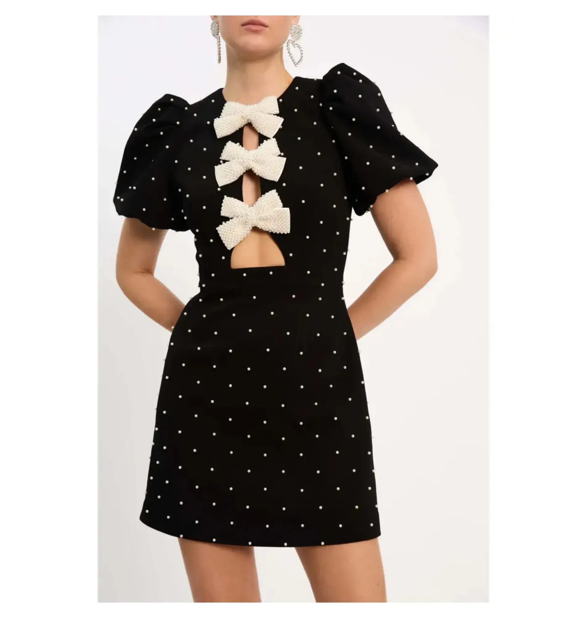 Rebecca Vallance Veronica Mini Dress Black & Pearl Size AU 10 - Image 4