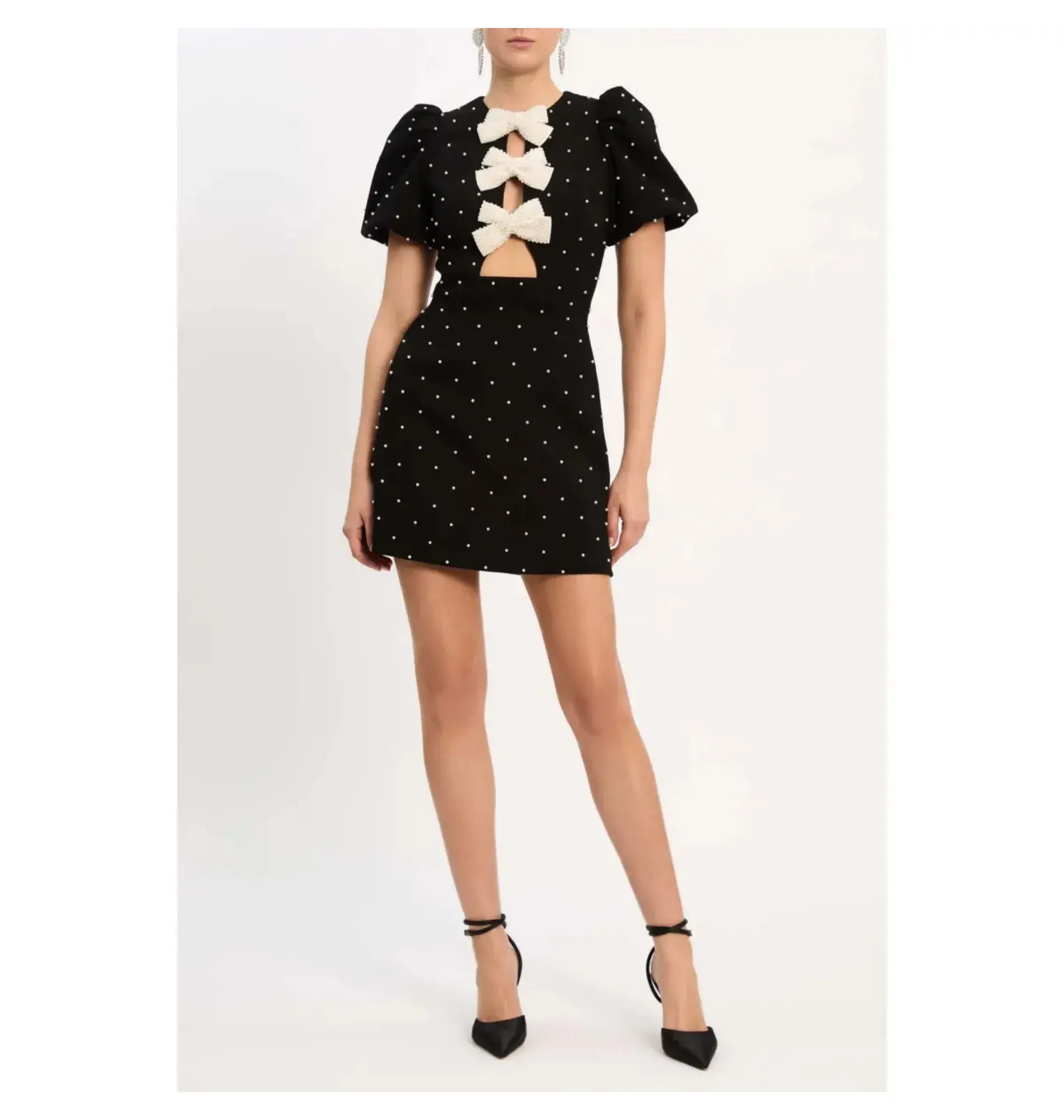 Rebecca Vallance Veronica Mini Dress Black & Pearl Size AU 10 - Image 1