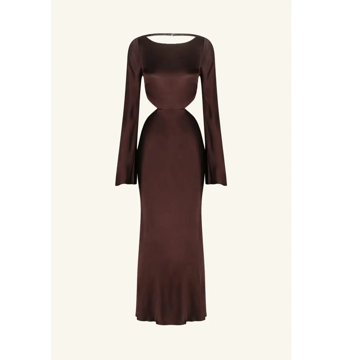 Shona Joy Lana Long Sleeve Open Back Midi Dress Cocoa Size AU 8 - Image 3
