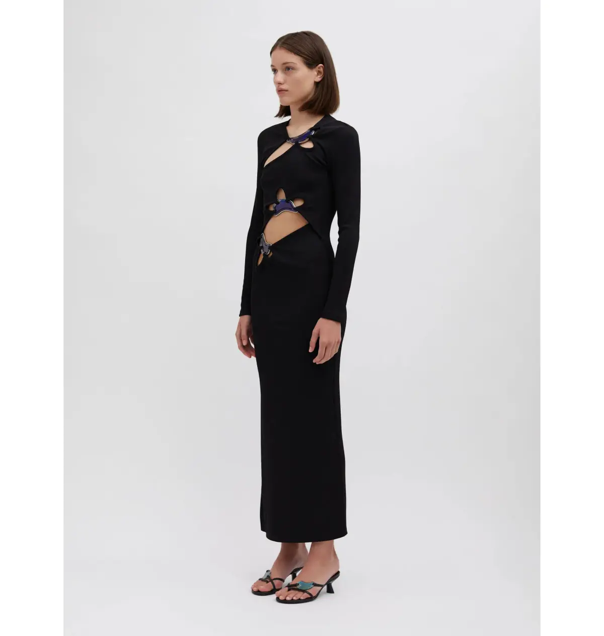 Christopher Esber Looped Moonstone Long Sleeve Dress Black Size AU 10 - Image 3