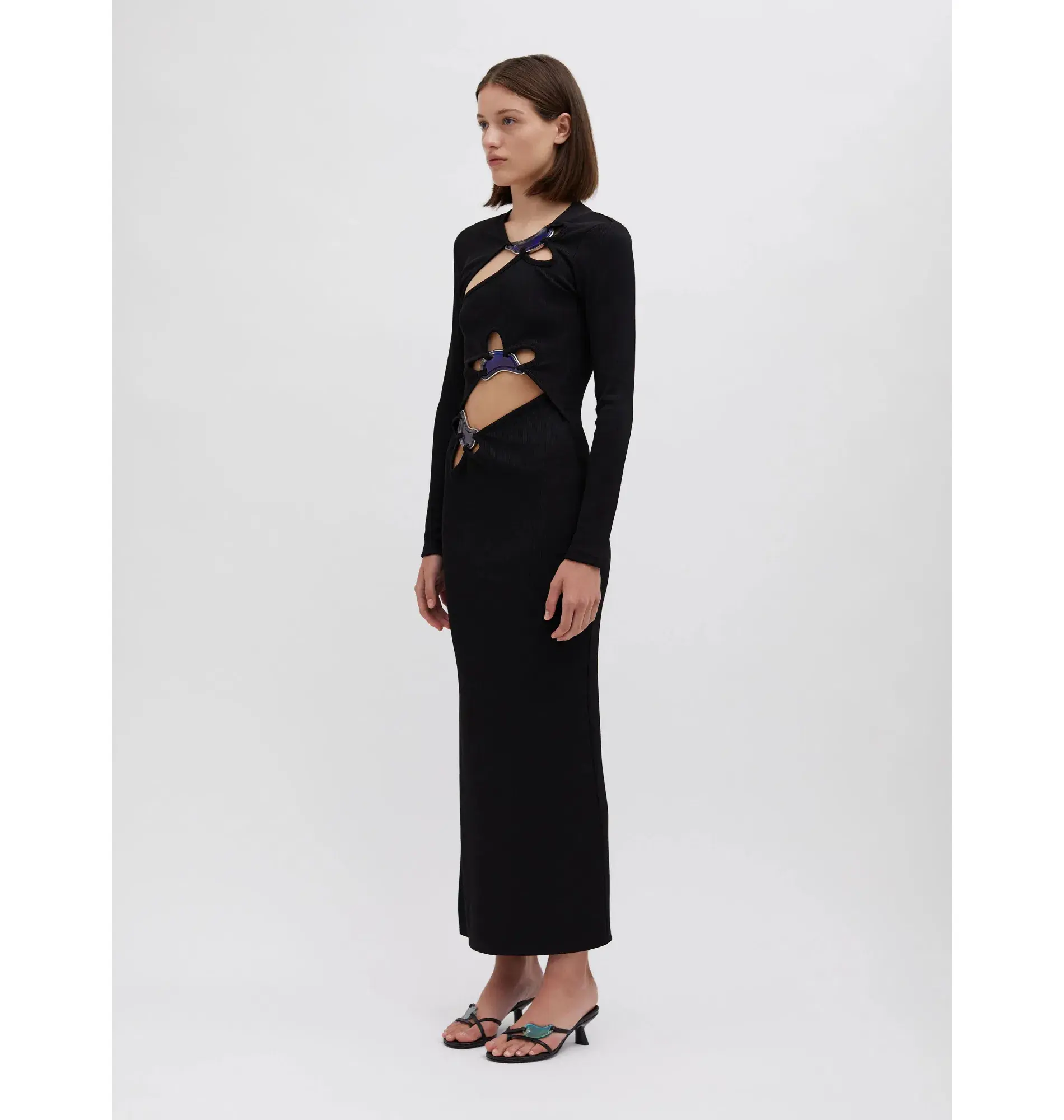 Christopher Esber Looped Moonstone Long Sleeve Dress Black Size AU 10 - Image 3