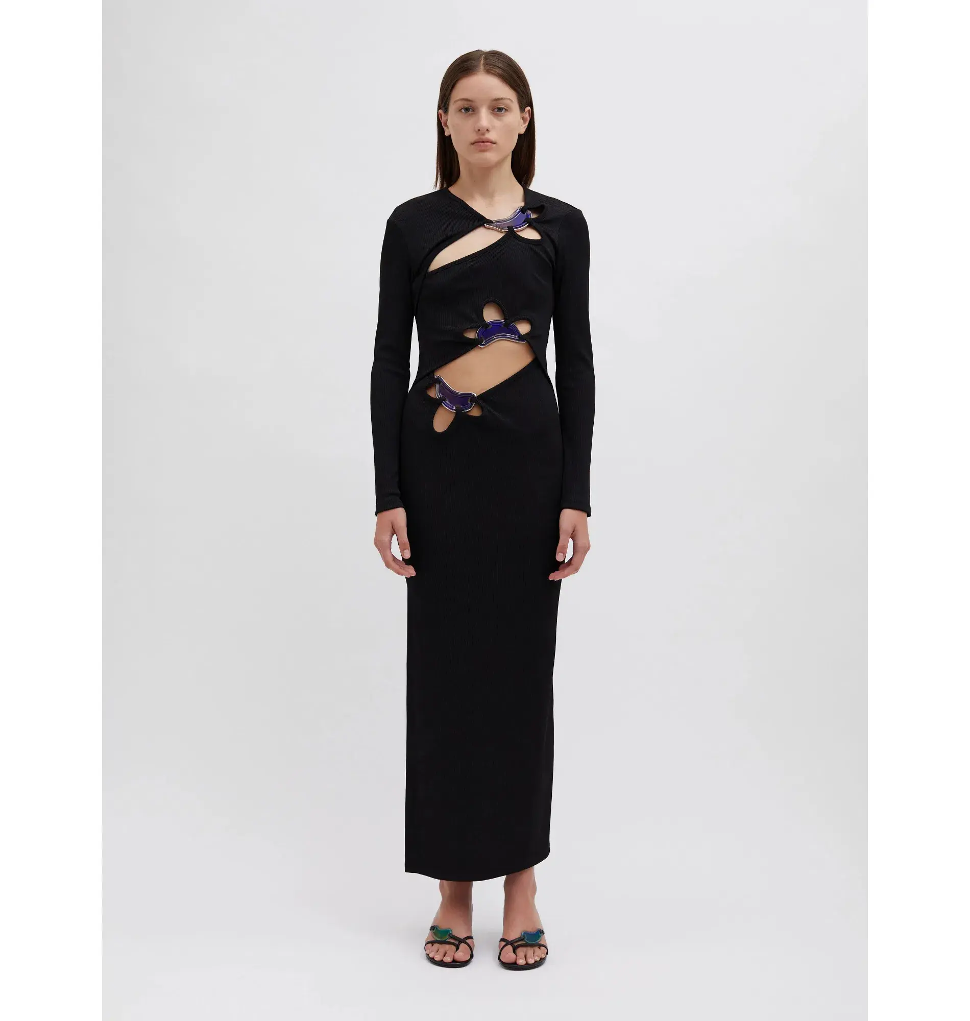 Christopher Esber Looped Moonstone Long Sleeve Dress Black Size AU 10 - Image 1