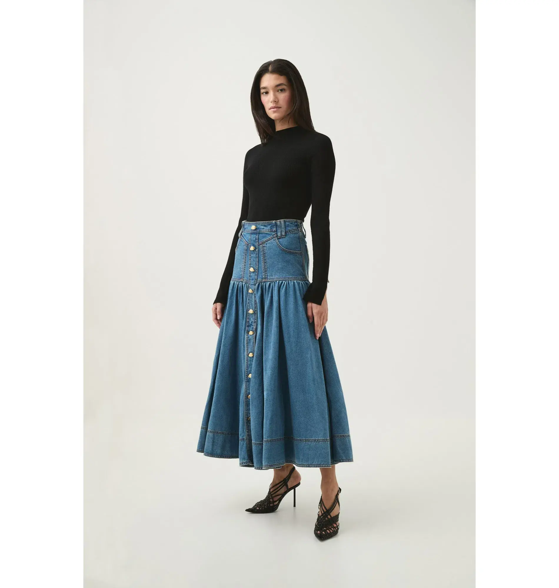 Aje Belmond Denim Midi Skirt 90's Wash Size AU 4 - Image 3