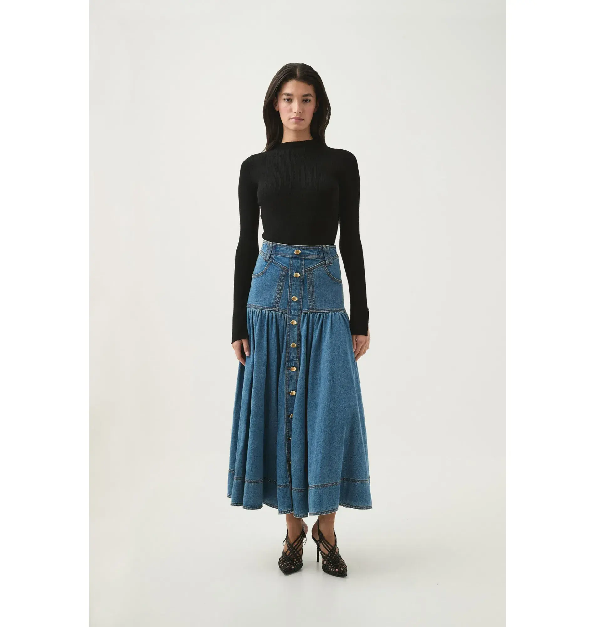 Aje Belmond Denim Midi Skirt 90's Wash Size AU 4 - Image 1