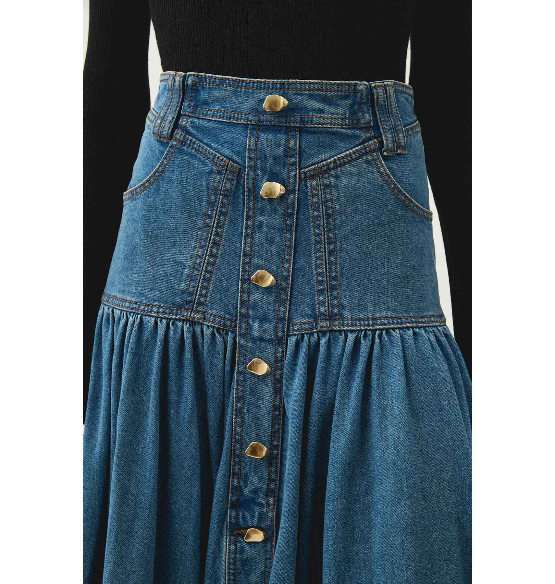 Aje Belmond Denim Midi Skirt 90's Wash Size AU 4 - Image 2