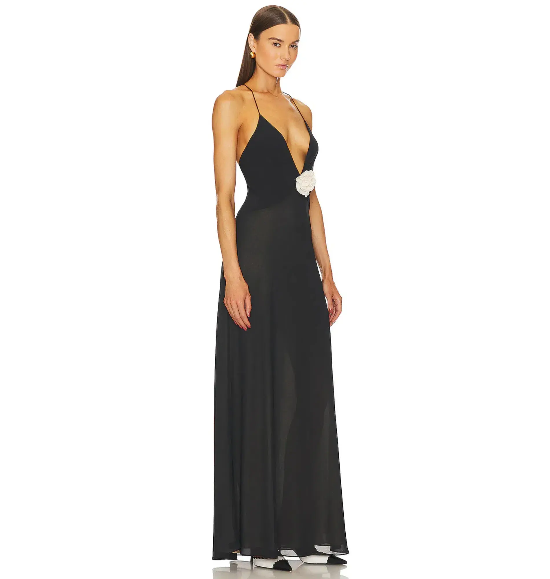 Helsa Sheer Deep V Maxi Dress Black Size S / AU 8 - Image 2