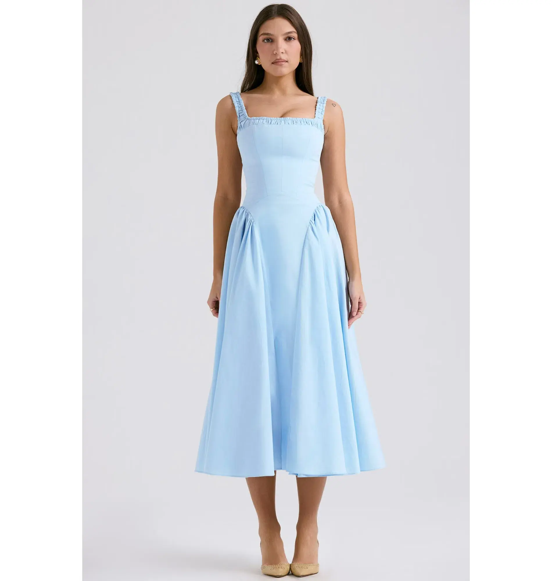 House of CB Dorothy Midi Sundress Italian Azure Size Small / AU 8 - Image 1