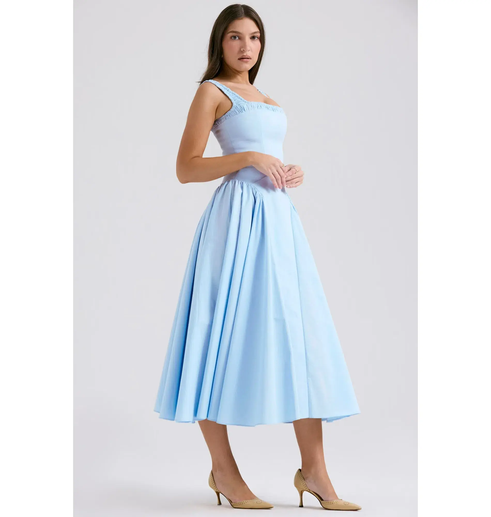 House of CB Dorothy Midi Sundress Italian Azure Size Small / AU 8 - Image 2