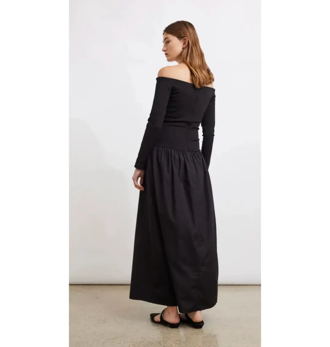 Esse Studios Off Shoulder Knit Cotton Dress Black Size AU 8 for rent on The Volte - main image