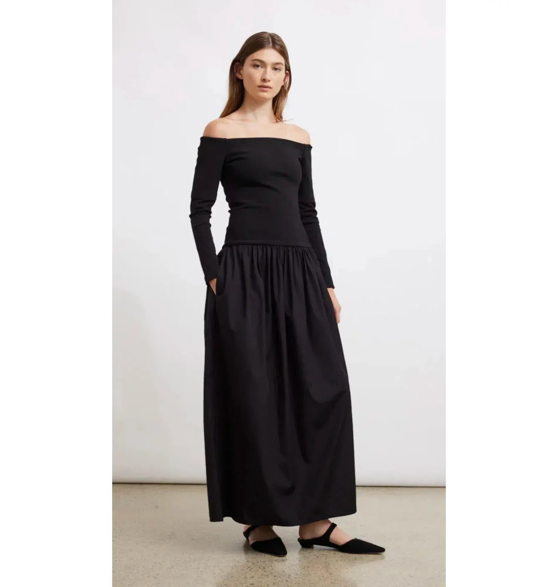 Esse Studios Off Shoulder Knit Cotton Dress Black Size AU 8 - Image 1
