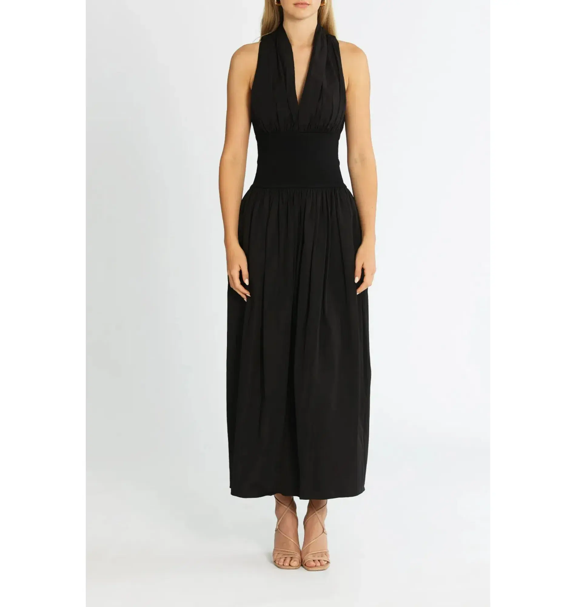 Esse Studios Folded Cotton Rib Dress Black Size AU 6 - Image 1