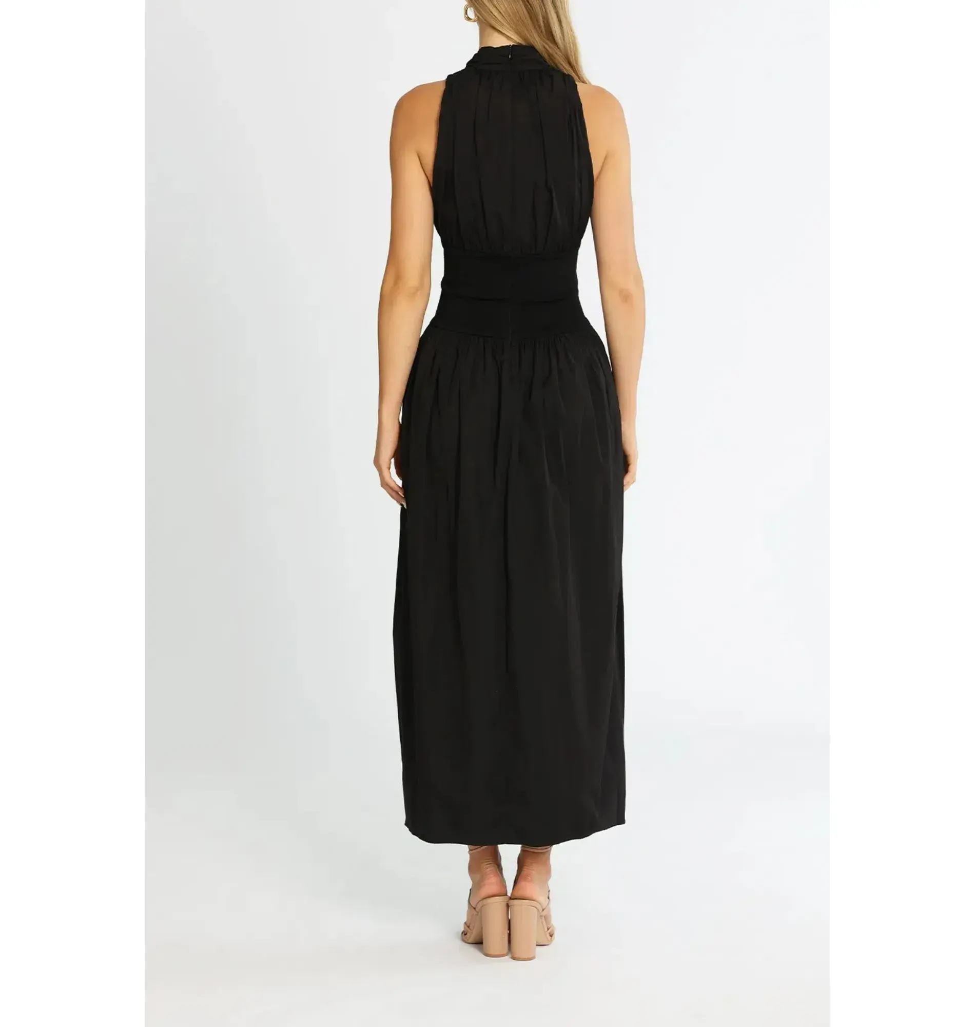 Esse Studios Folded Cotton Rib Dress Black Size AU 6 - Image 3