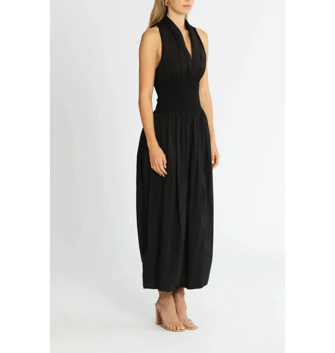 Esse Studios Folded Cotton Rib Dress Black Size AU 6 for rent on The Volte - main image