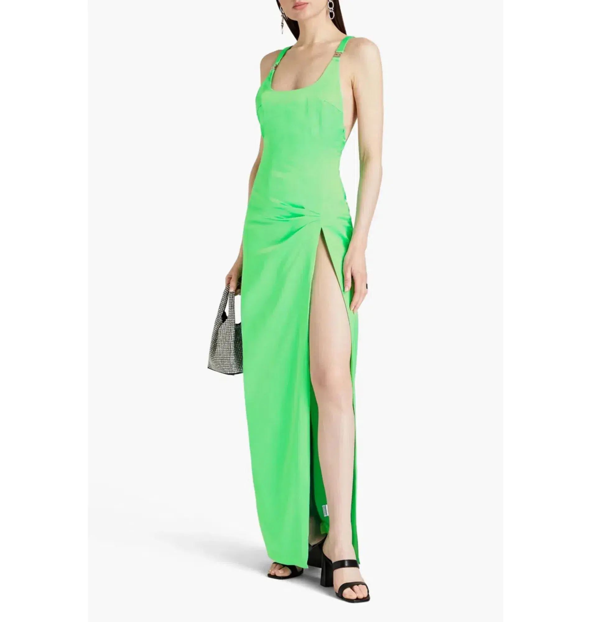 Rotate By Birger Christensen Satin Maxi Dress Neon Green Size AU 8 - Image 1