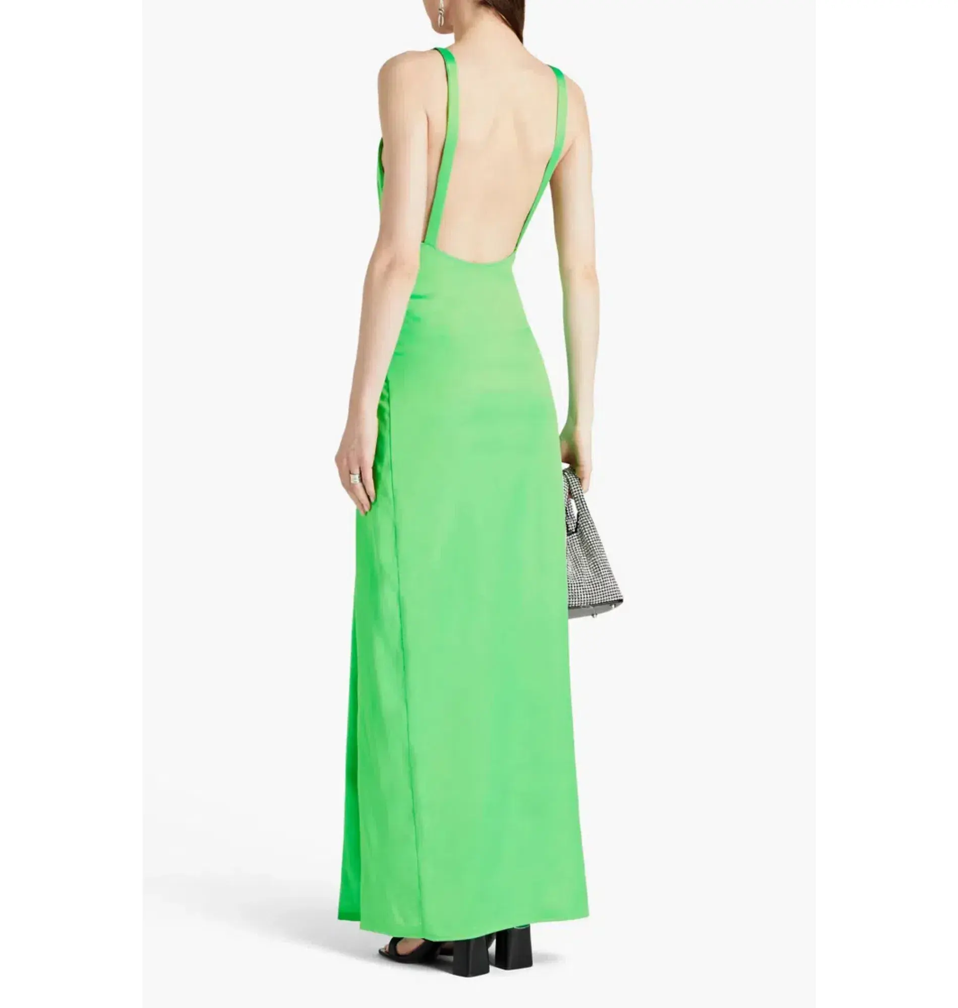 Rotate By Birger Christensen Satin Maxi Dress Neon Green Size AU 8 - Image 2