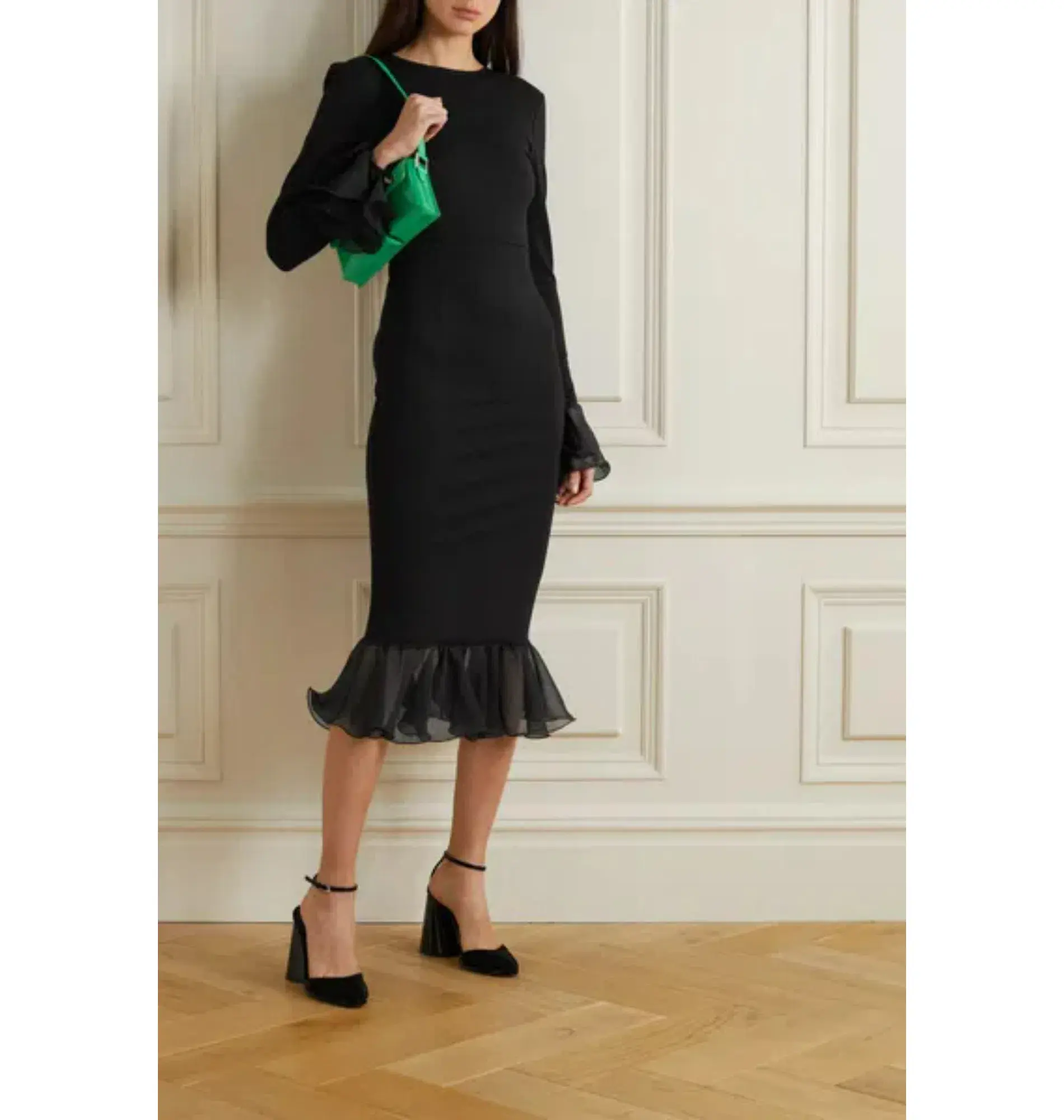 Rotate Birger Christensen Irena Midi Dress Black Size AU 8  - Image 1