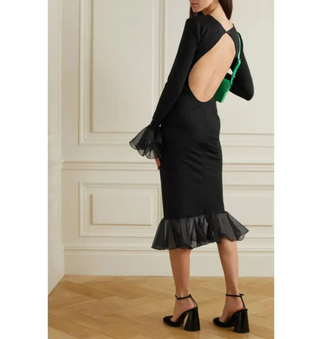 Rotate Birger Christensen Irena Midi Dress Black Size AU 8  for rent on The Volte - main image