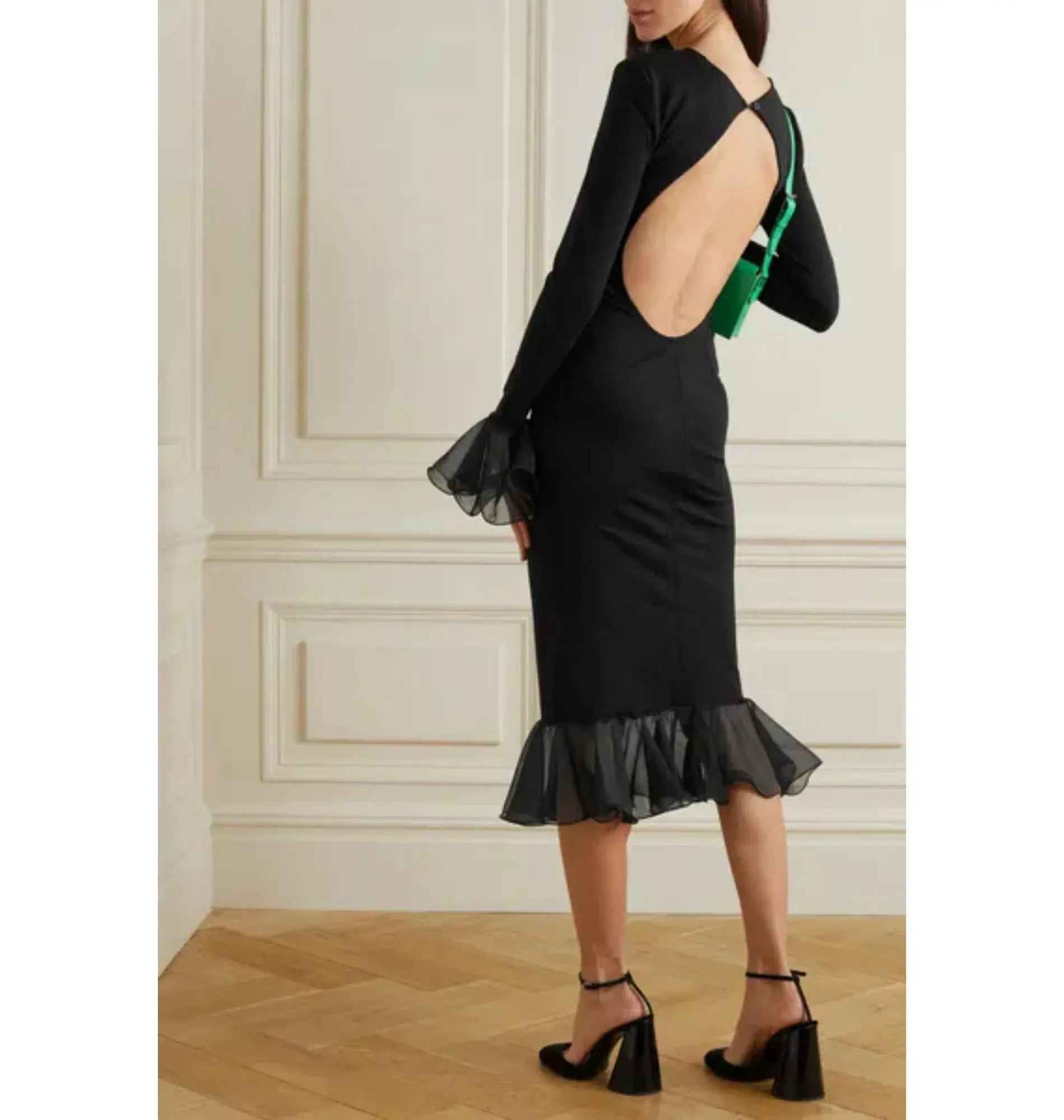 Rotate Birger Christensen Irena Midi Dress Black Size AU 8  - Image 2