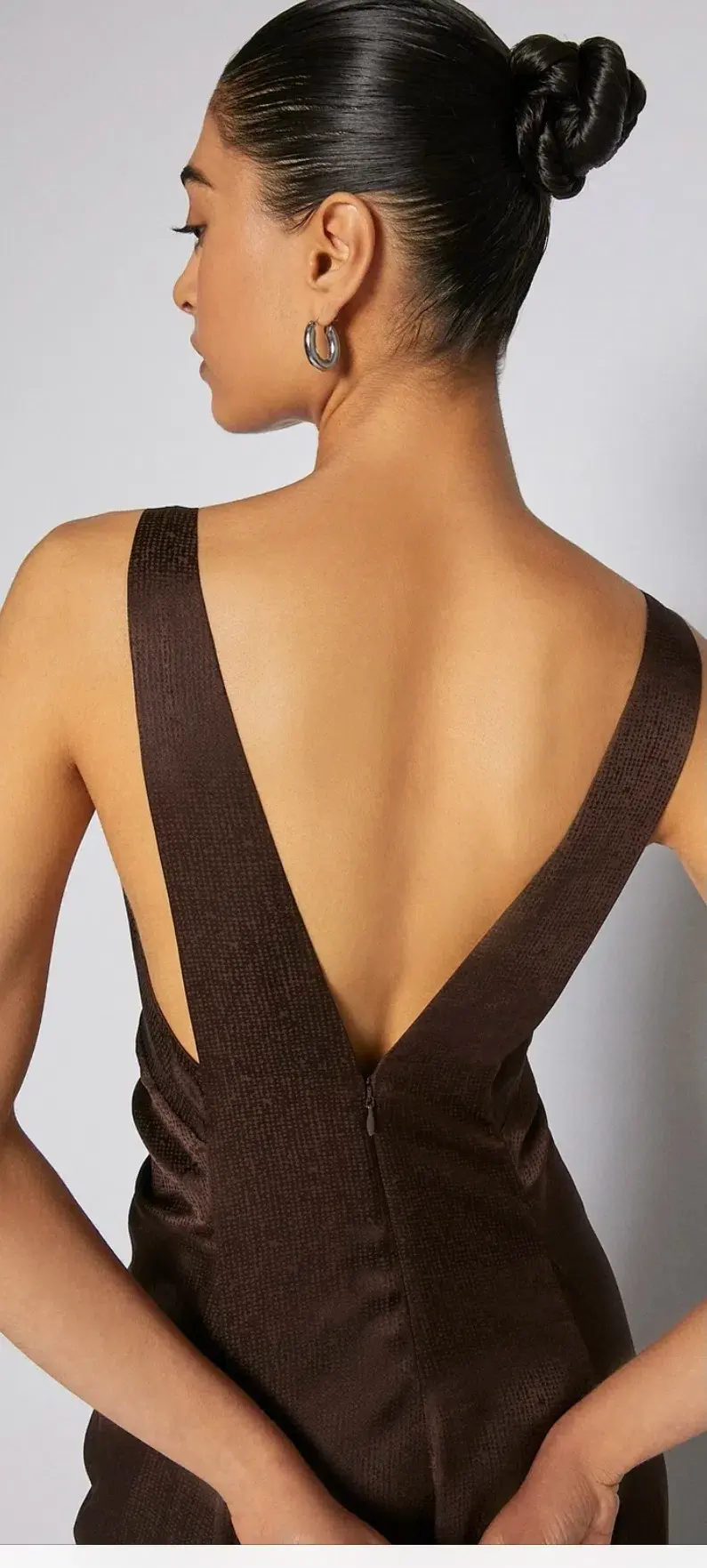 Scanlan Theodore Silk Jacquard Gown Chocolate Size AU 8 - Image 3