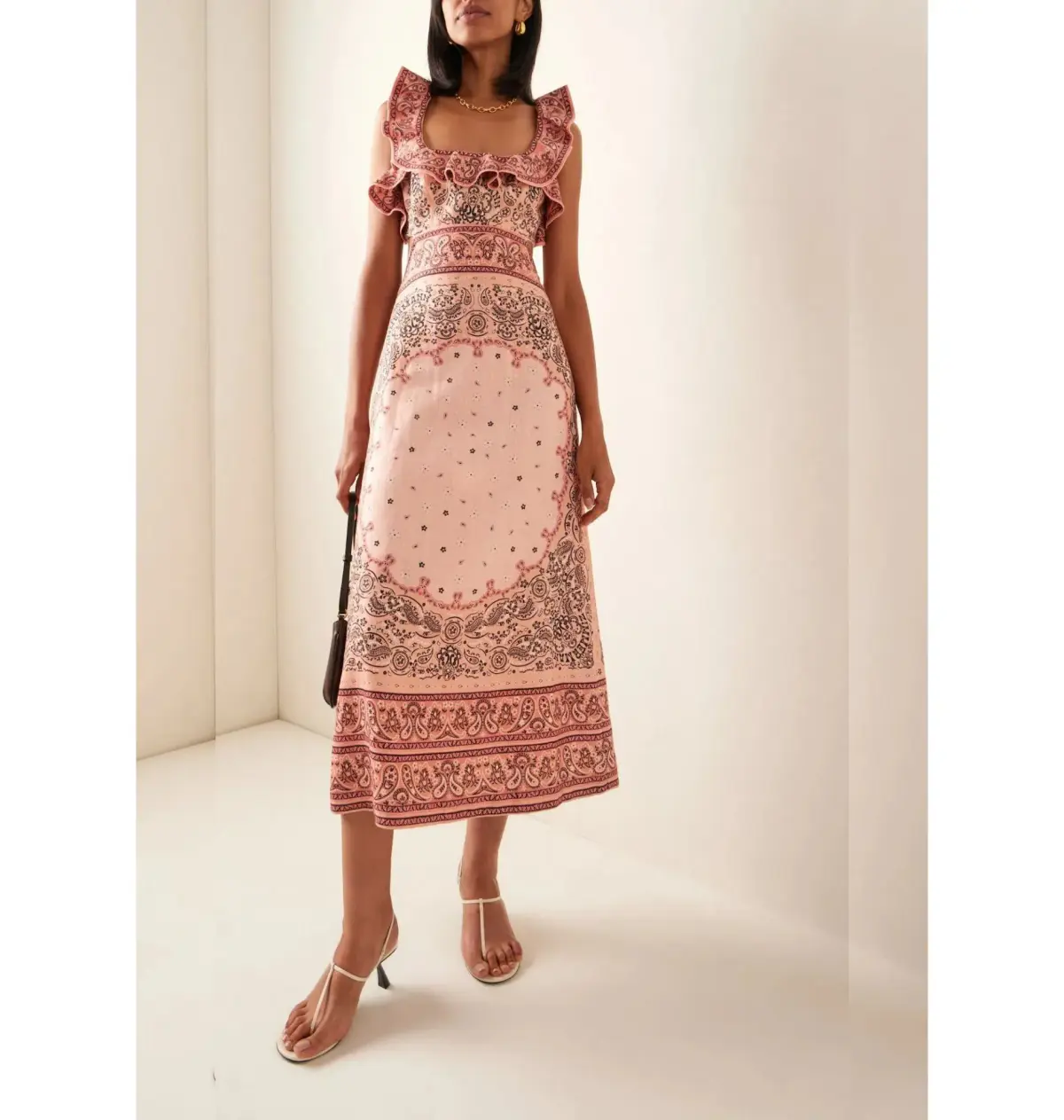 Zimmermann Matchmaker Frilled Midi Dress Pink Bandana Size 1 / AU 10 - Image 1