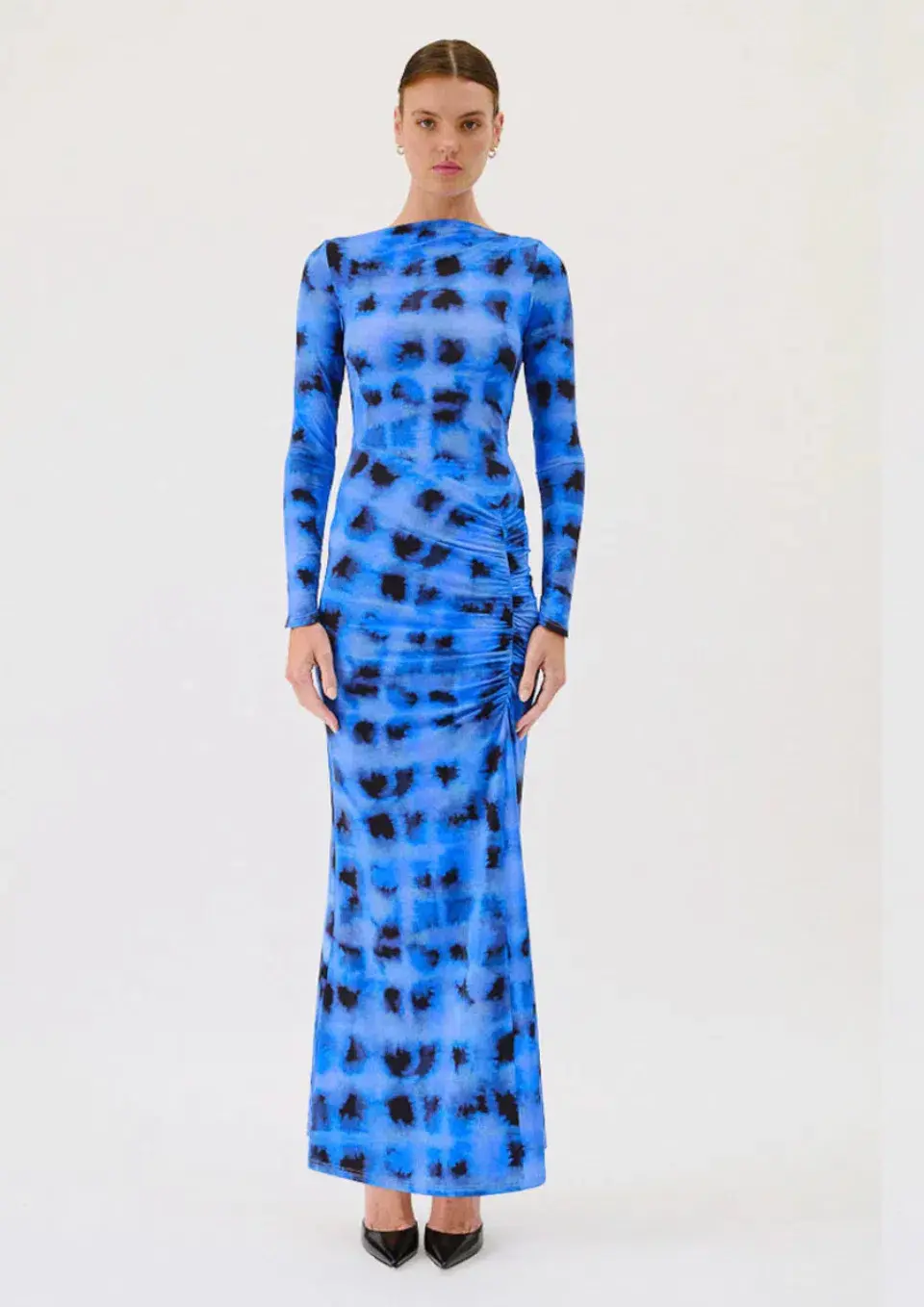 Suboo Shibori Long Sleeve Ruched Maxi Dress Blue Size XS / AU 6 - Image 1